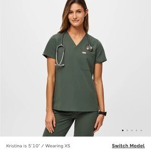 Figs Moss Green Catarina Scrub Top